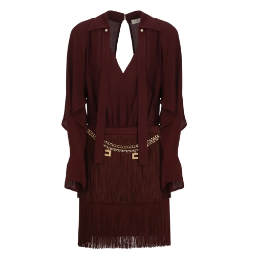 Elisabetta Franchi Viscose Chemisier Dress Burgundy Mini abiti