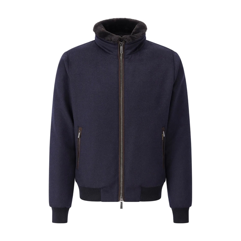 Moorer Blouson aviateur Jacke Bellati aus Woll-Kaschmir-Mix Dunkelblau