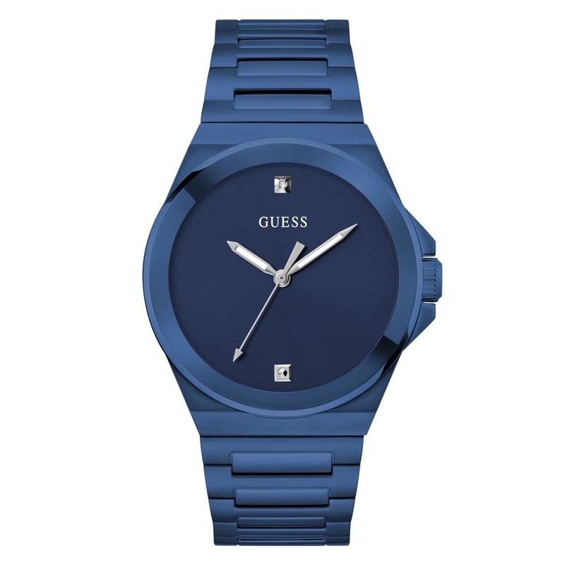 Guess Quarzuhr Quarz-Analoguhr Vinyl blau