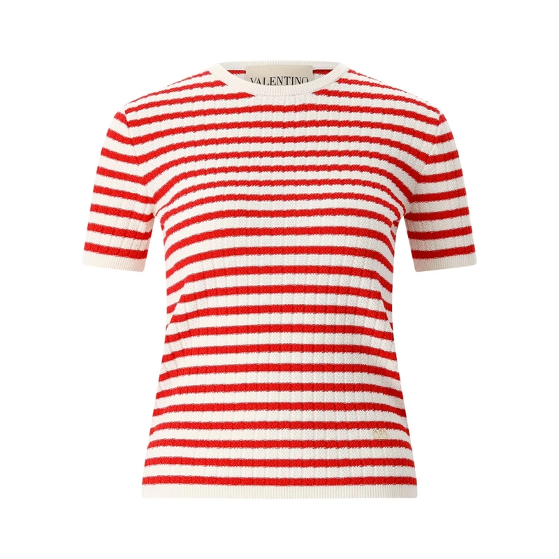 Valentino Garavani T-Shirt Gestreiftes T-Shirt rot