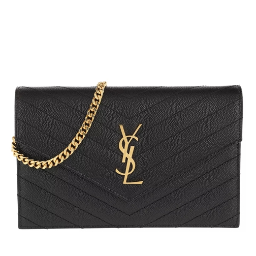 Saint Laurent Monogramme Shoulder Wallet Black - Gold Crossbody Bag