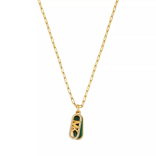 Michael Kors 14K Gold-Plated Malachite Acetate Dog Tag Necklace Gold Short Necklace