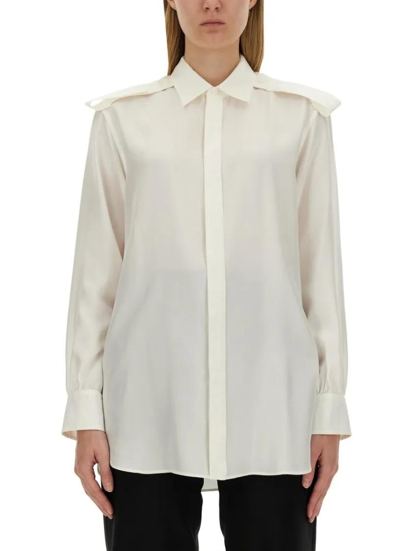 Thumbnail - Burberry - White Mulberry Silk Shirt - Größe 6 - weiß
