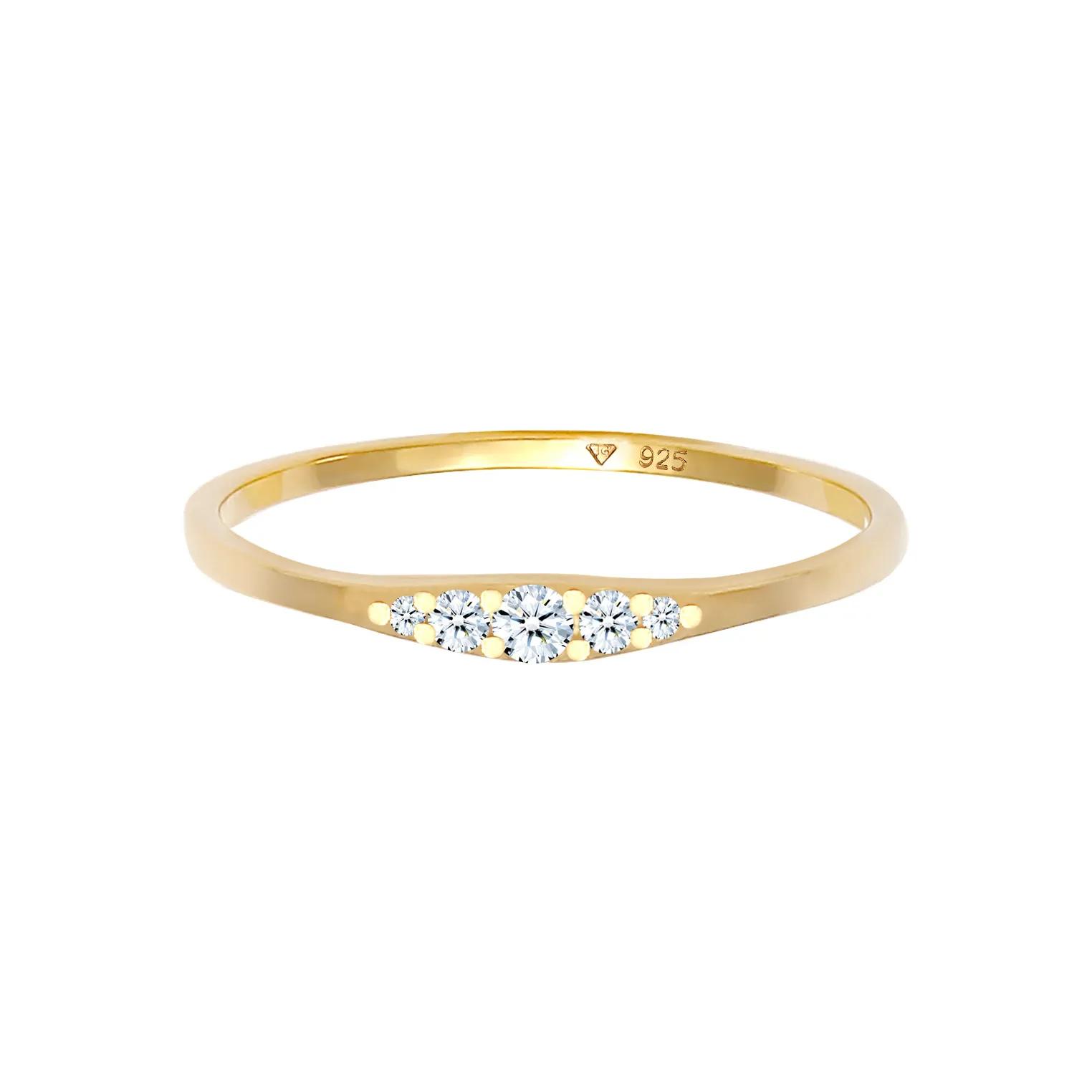Thumbnail - Elli Ringe - Ring Woman Engagement Diamond 925 Sterling Silver - Gr. 52 MM - in Gold - für Damen