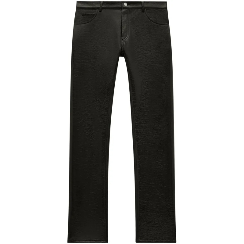 Courrèges Jeans Navy Blue Straight Leg Vinyl Trousers Black