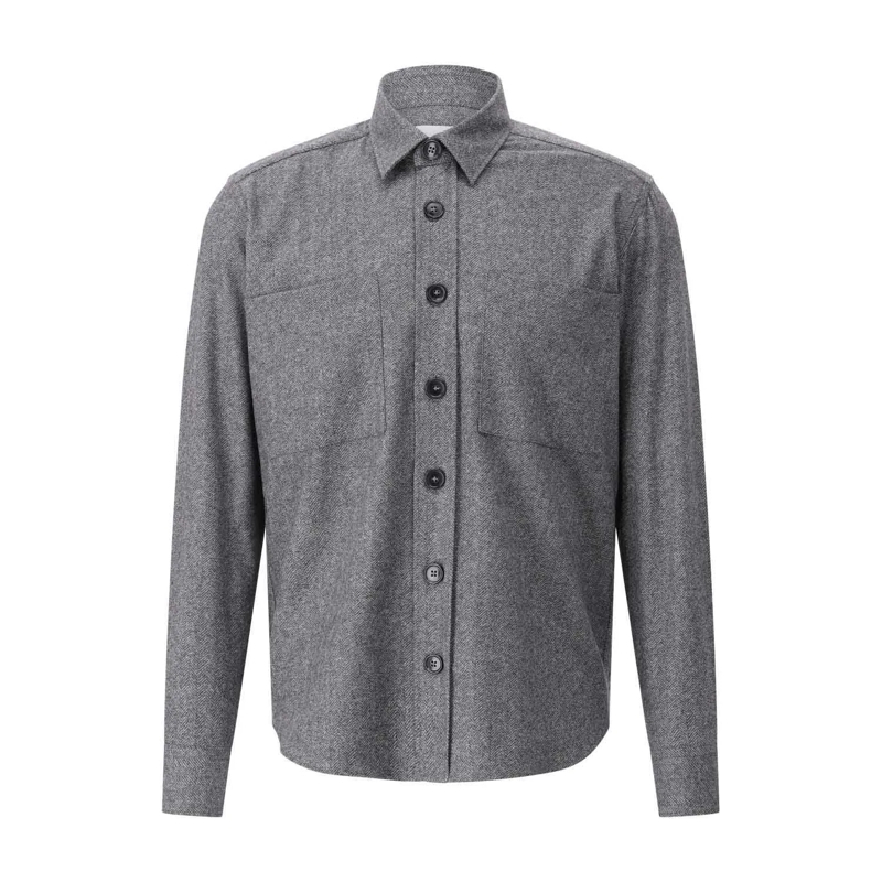 Pt Torino Overhemd Overshirt aus Wolle & Kaschmir Grau