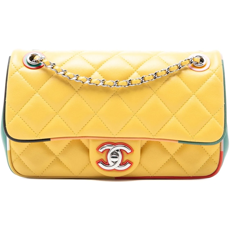 Chanel Sac à bandoulière Small CC Quilted Multicolor Lambskin Acrylic Cuba  gelb