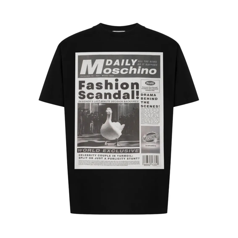 Moschino T-Shirt Classic White T-Shirt With Design Black