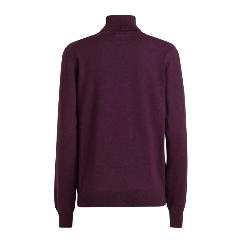 Etro Trui met col Bordeaux Turtleneck Sweater With Ribbed Trims Burgundy