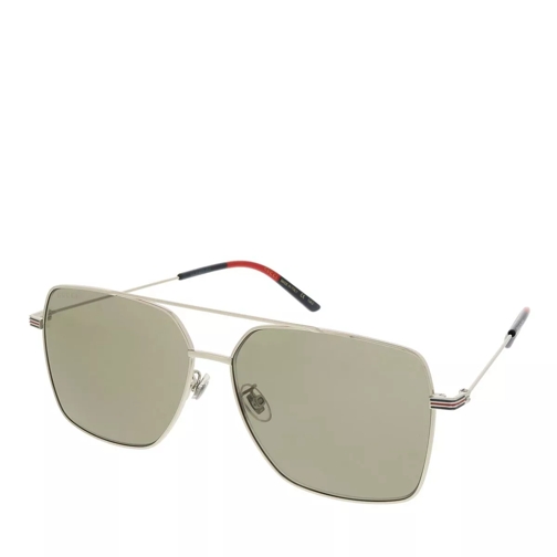Gucci GG1053SK-004 61 Sunglass Man Metal Silver-Silver-Brown Sonnenbrille
