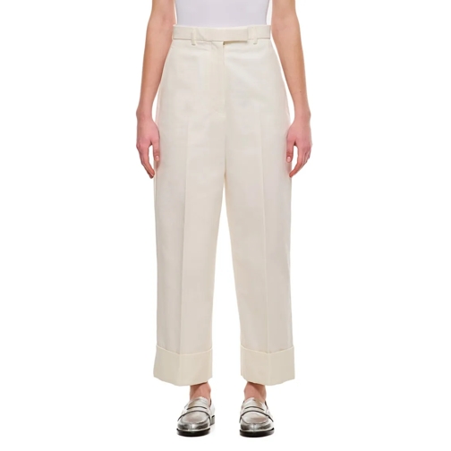 Thom Browne  High Waisted Straight Leg Trouser White