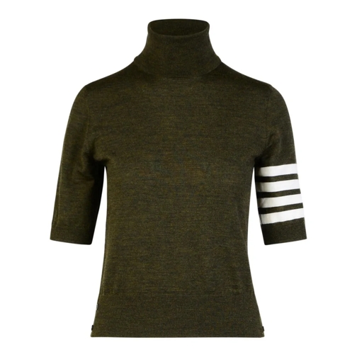 Thom Browne Rollkragenpullover '4-Bar' Green Wool Turtleneck Sweater Green