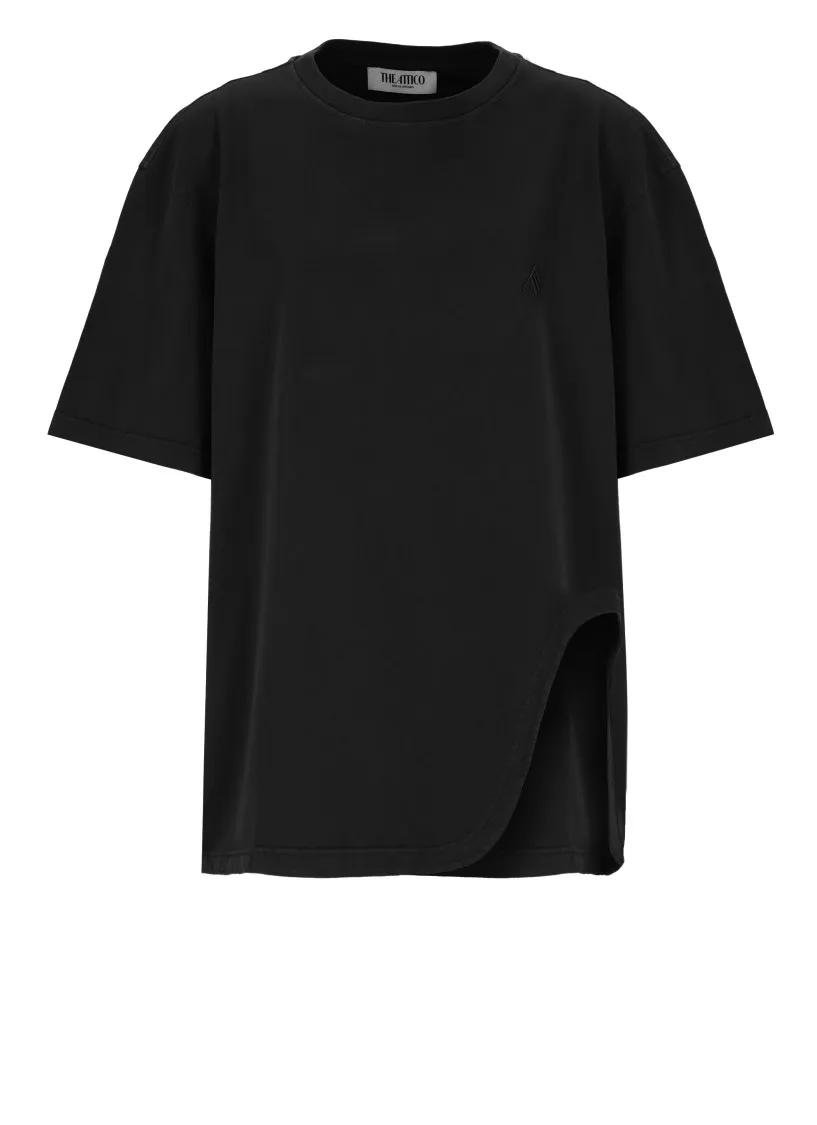 Thumbnail - The Attico - Black Cotton T-Shirt - Größe 42 - schwarz