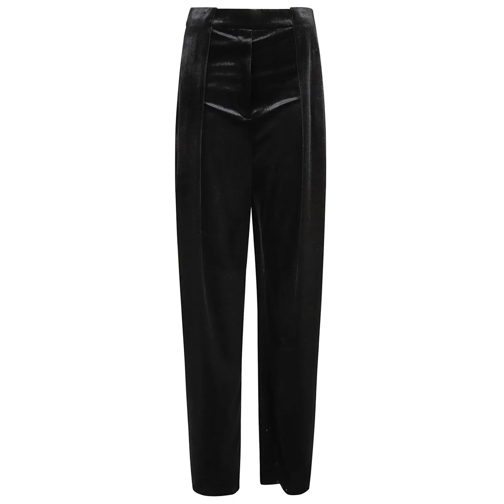 Balmain  High-Waisted Velvet Trousers Black