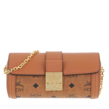 MCM Tracy Visetos Chain Crossbody Bag, Cognac