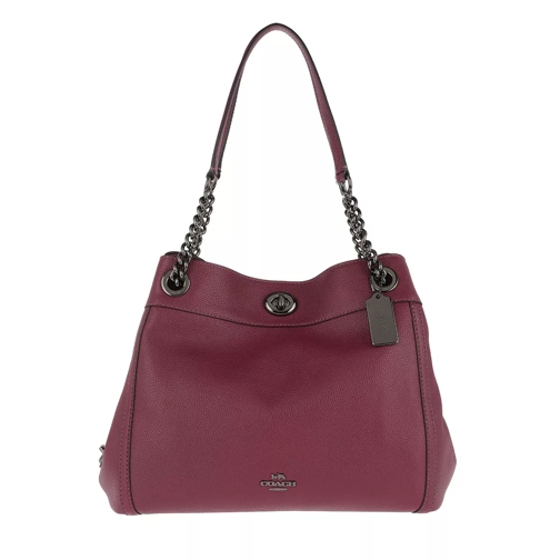 Coach Polished Leather Turnlock Edie Shoulder Bag Dark Berry Fourre-tout