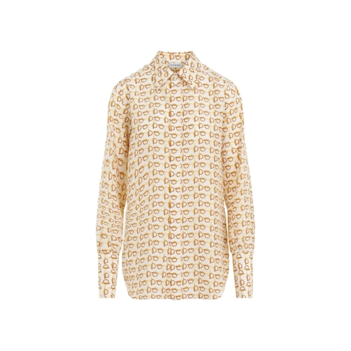 Burberry Hemden Gold And White Silk Shirt Neutrals