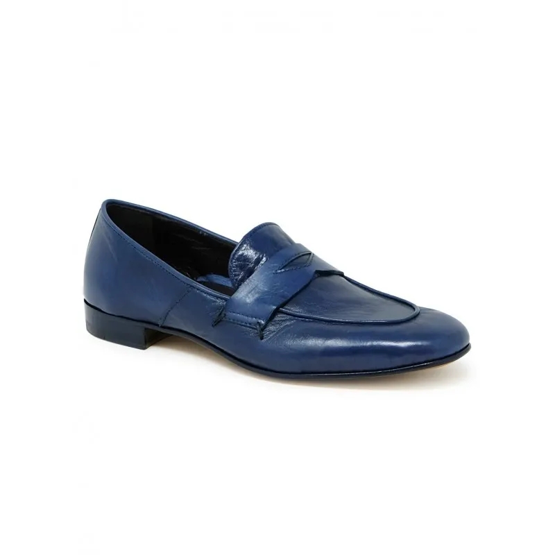 Mara Bini Balletschoenen Blue Leather Flat Loafers Blue