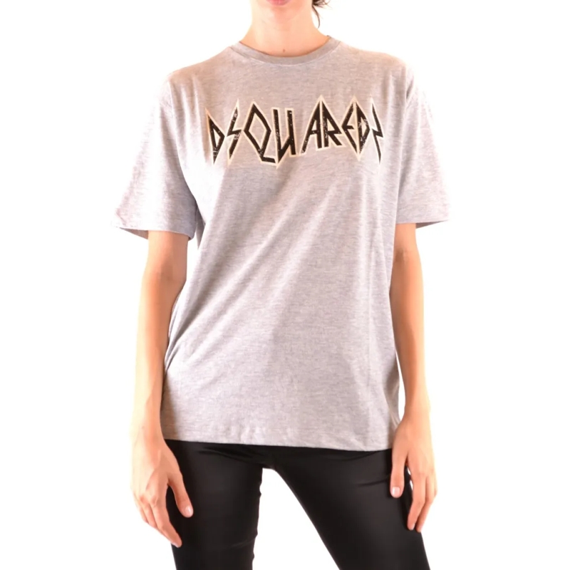 Dsquared2 T-shirt Heather Grey T-Shirt With Bold Graphic Design Pink