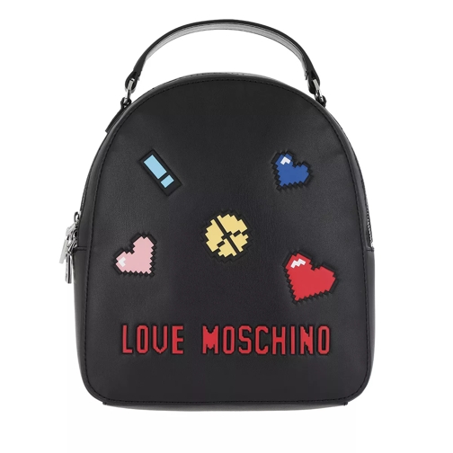 Love Moschino Backpack Patches Love Peace Nero Rucksack