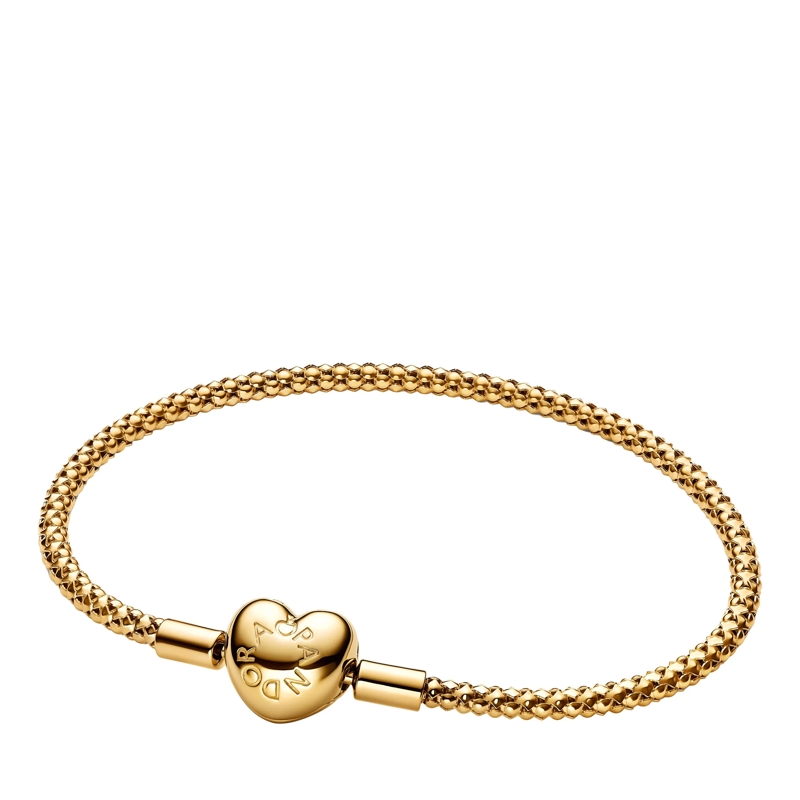 Pandora Armband vergoldetes Nietenarmband mit Herzverschluss Gold