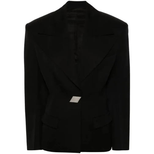 The Attico Black Single-Breasted Maxi-Shoulders Jacket Black 