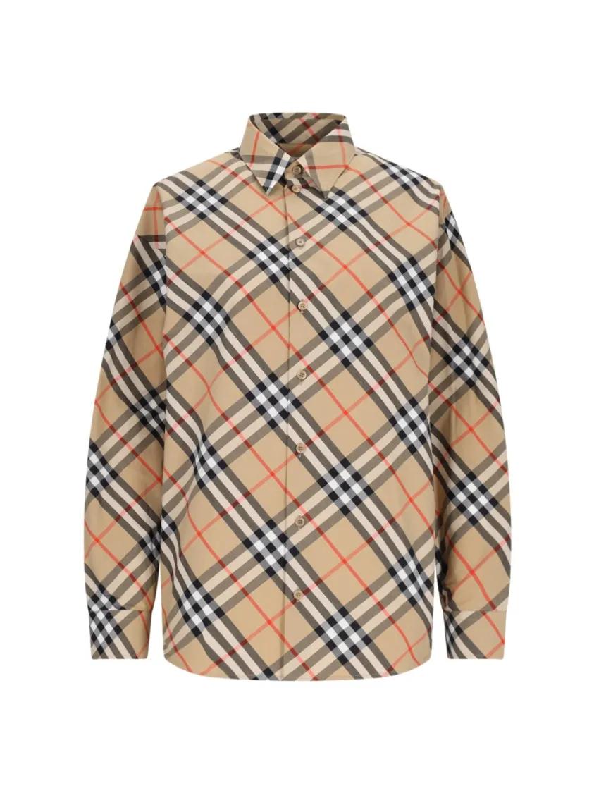 Thumbnail - Burberry - "Check" Shirt – Beige - Größe 4 - beige