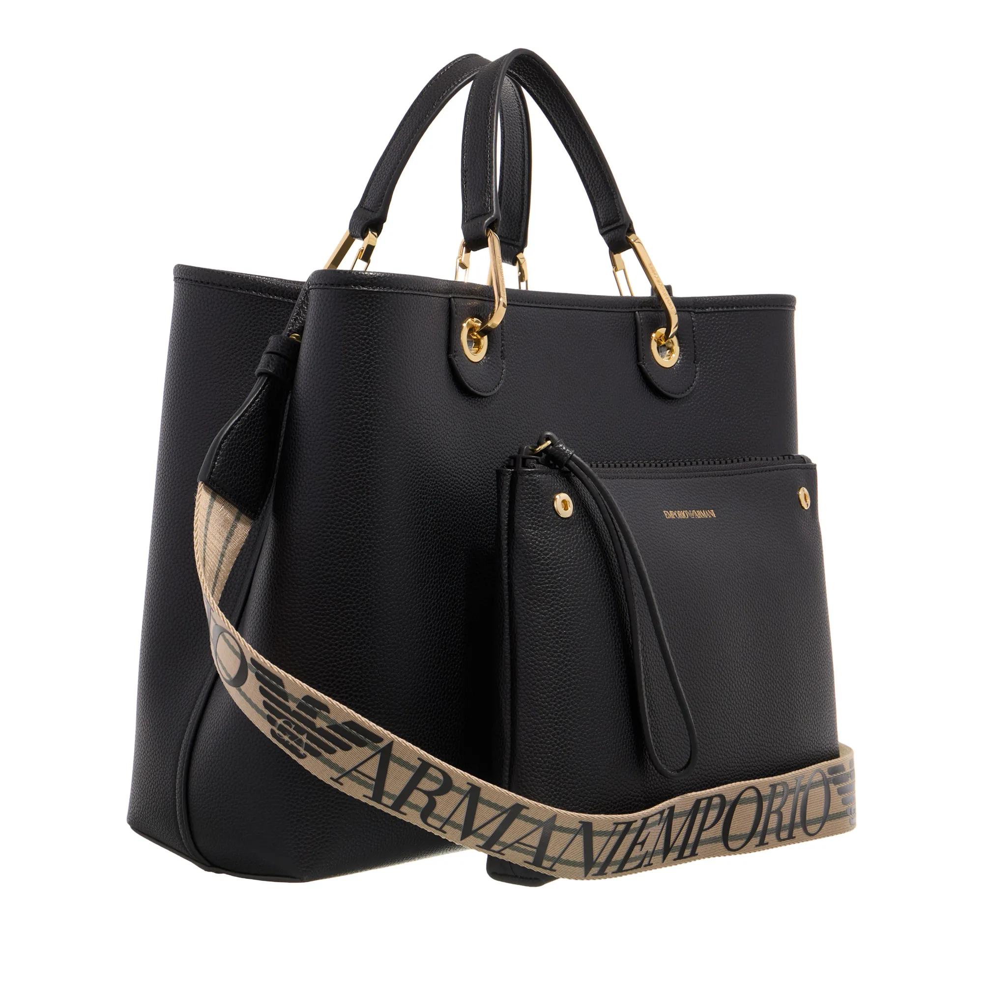 Emporio Armani Shoppers Shopping M Pelle Soft Shopping M Soft Leather in zwart
