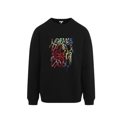 Loewe Sweatshirts Black Cotton Sweatshirt Black