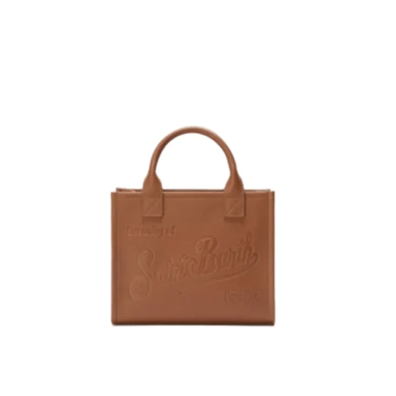 Mc2 Saint Barth Crossbody Bag Smooth Leather Shoulder Bag With Embossed Logo Des Brown