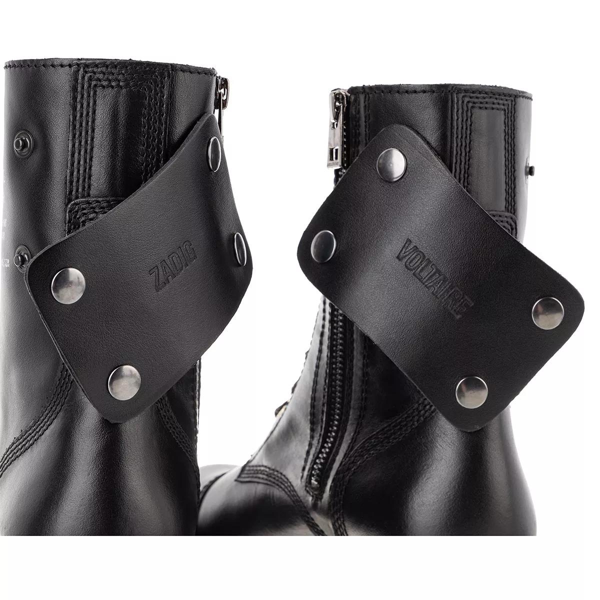 Zadig & Voltaire Joe Smooth Cowskin Side Print Noir | Ankle Boot