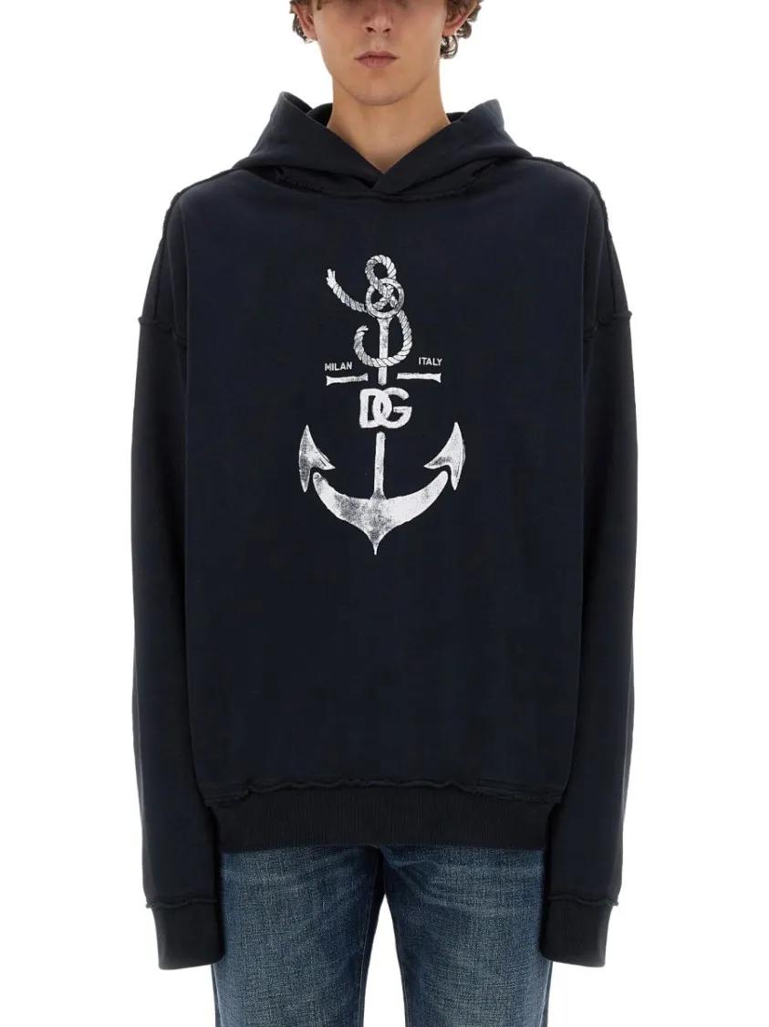Thumbnail - Dolce&Gabbana - Sweatshirt With Navy Print - Größe M - blau