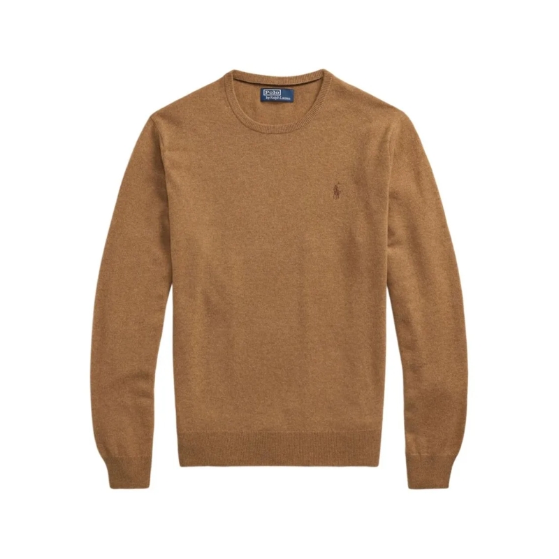 Polo Ralph Lauren Pullover Crew Neck Brown Wool Sweater Brown