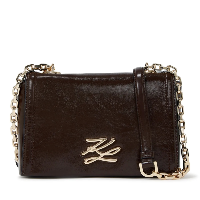 Karl Lagerfeld Crossbody Bag K/Autograph glänzende Umhängetasche braun