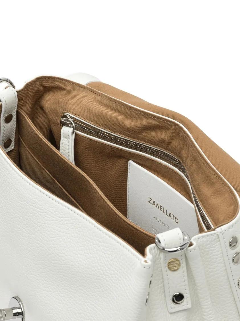 Thumbnail - Zanellato Hobo Bags - Rectangular White Leather Handbag With Silver-Tone - Gr. unisize - in Weiß - für Damen