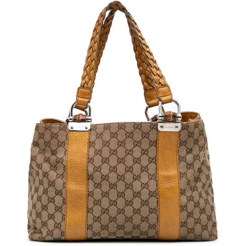 Gucci Shopper Medium GG Canvas Bamboo Libeccio Tote braun