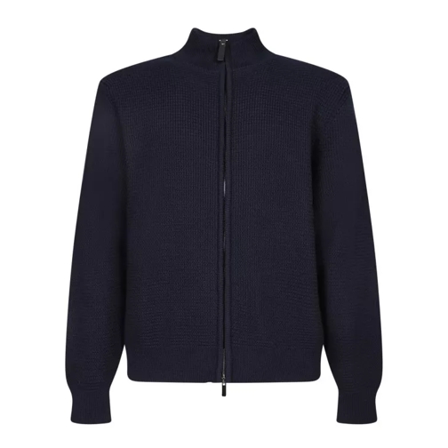 Canali Wool Sweater With Full Zip Black 