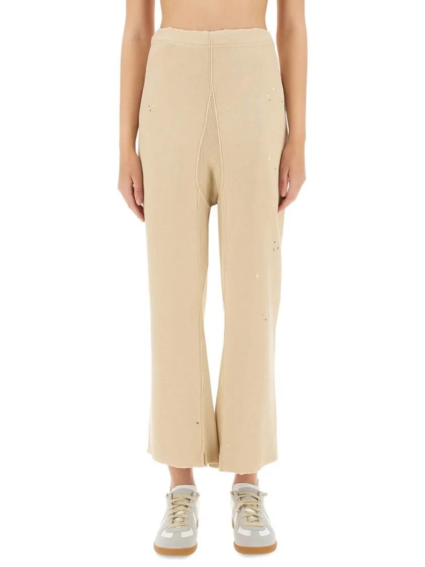 Thumbnail - Maison Margiela - Relaxed Fit Wide Leg Cotton Pants - Größe 40 - beige