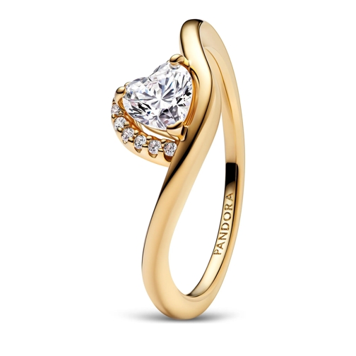 Pandora Ring Wave heart 14k gold-plated ring with clear cubic z 14k Gold-plated