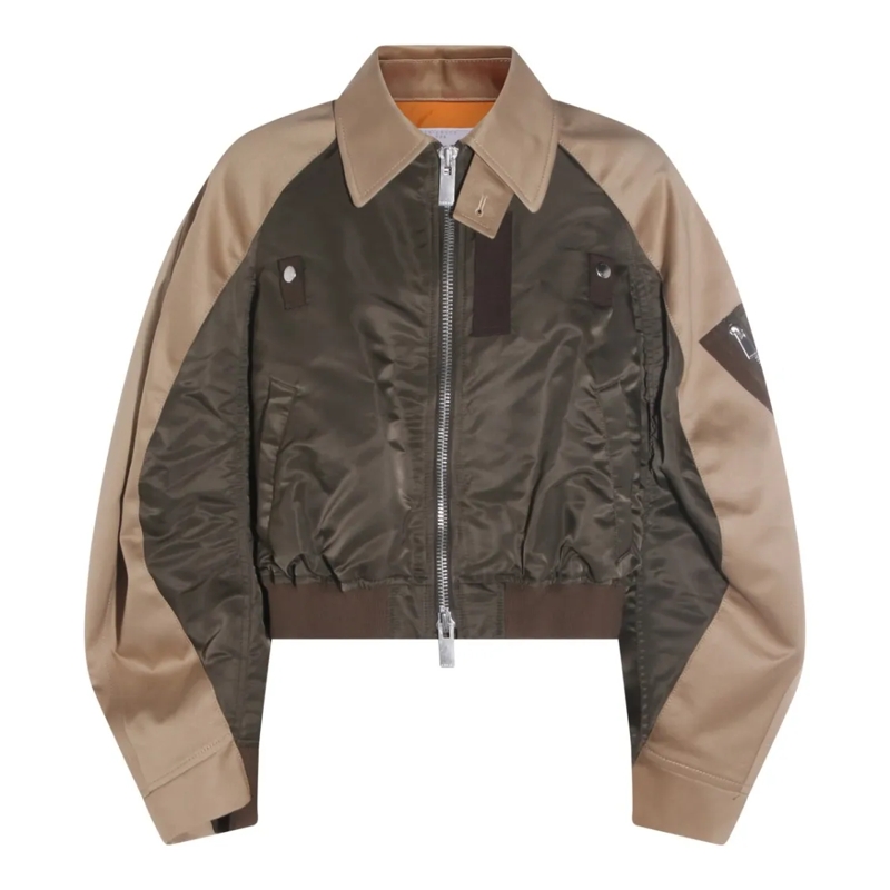 Sacai Übergangsjacke Layered Neutrals Jacket With Innovative Design And Grey