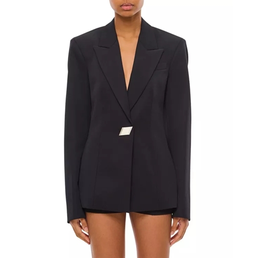 The Attico Wool Gabardine Blazer Black 