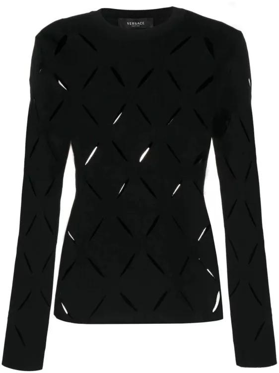 Versace - Cut-Out Knitted Jumper - Größe 42 - black