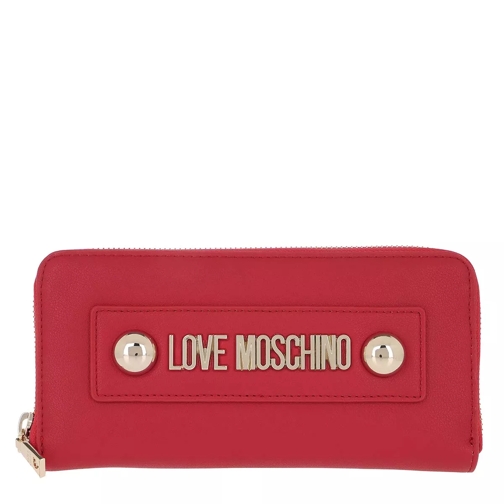 Love Moschino Zip Around Logo Wallet Leather Red Continental Portemonnee