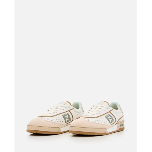 Fendi sneaker basse Mixed Leather And Denim Sneakers With Embossed Log White (Image 2)