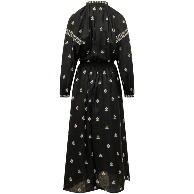 Isabel Marant Maxikleid Abito Lungo con Ricamo e Vita Arricciata schwarz(Image 2)