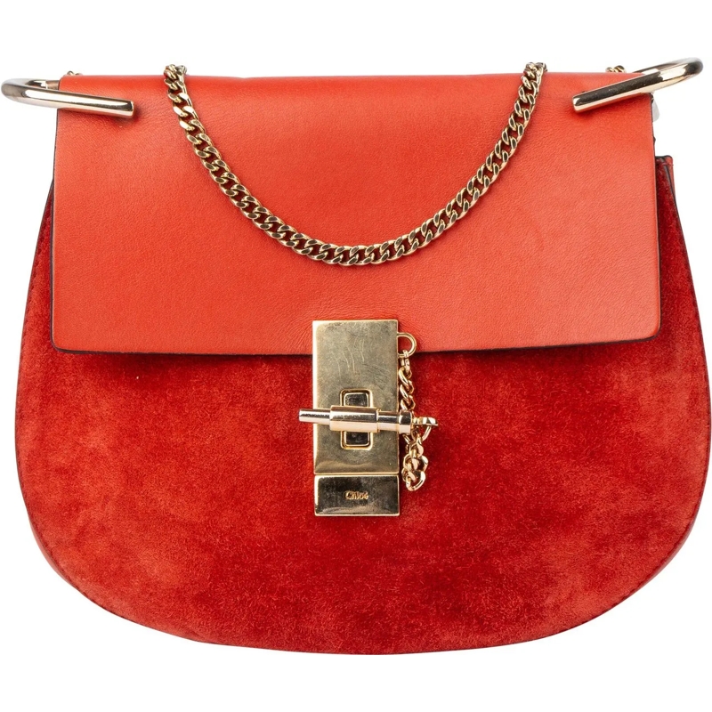 Chloé Tote Chloe Rouge Leather Drew Crossbody Bag rot