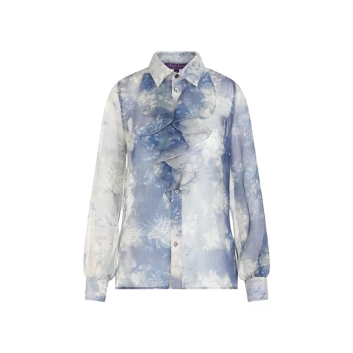 Polo Ralph Lauren Blue Silk Dylon Printed Shirt Blue 