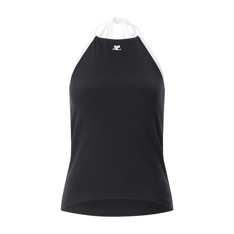 Courrèges Top Neckholder Top mit Logo schwarz