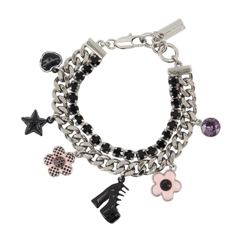 Marc Jacobs Armband Mini Icon Charm Bracelet With Double Chain Design Silver