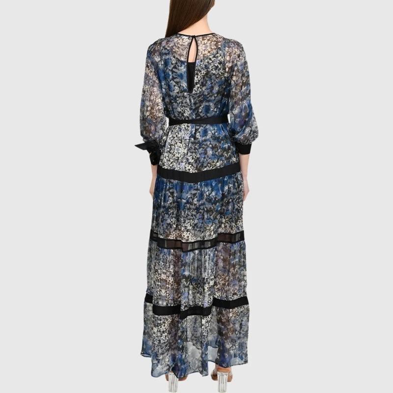 Helene Galwas Maxikleid Seidenkleid BENITA SEIDE blau(Image 3)